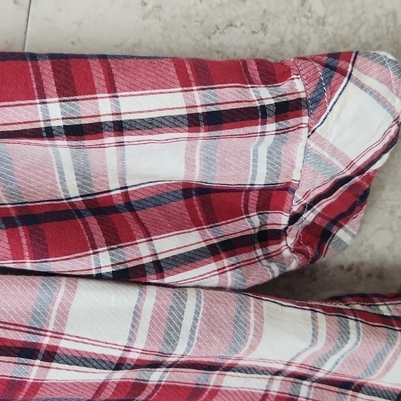 VINTAGE • Gilevans Flannel Button Down Long Sleeve large red black light weight - Picture 6 of 9